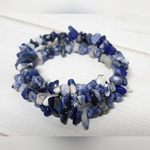Sodalite Coil Wrap Beaded Bracelet Handmade - New - Picture 6 of 8
